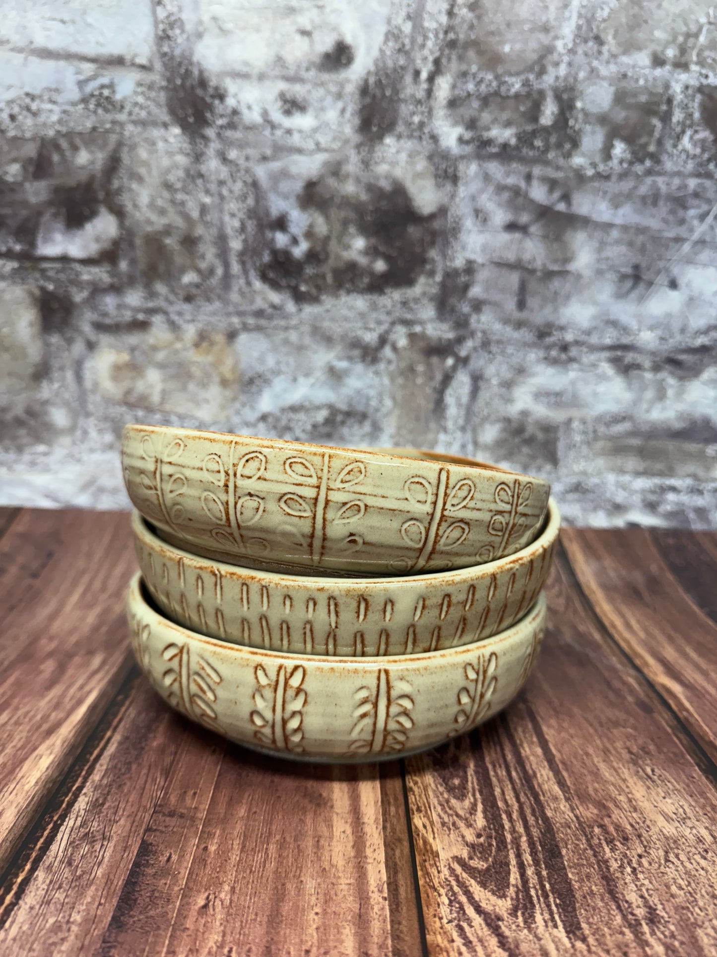 Carved Grain Bowls, set of 3