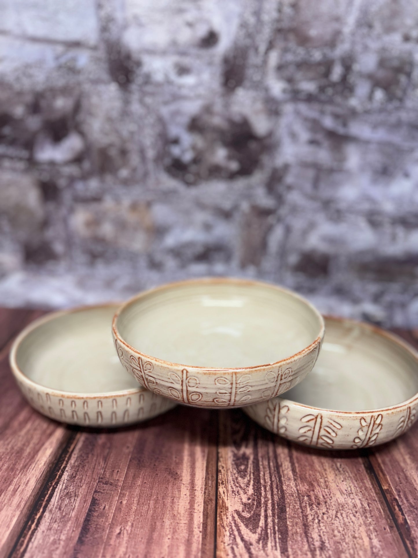 Carved Grain Bowls, set of 3